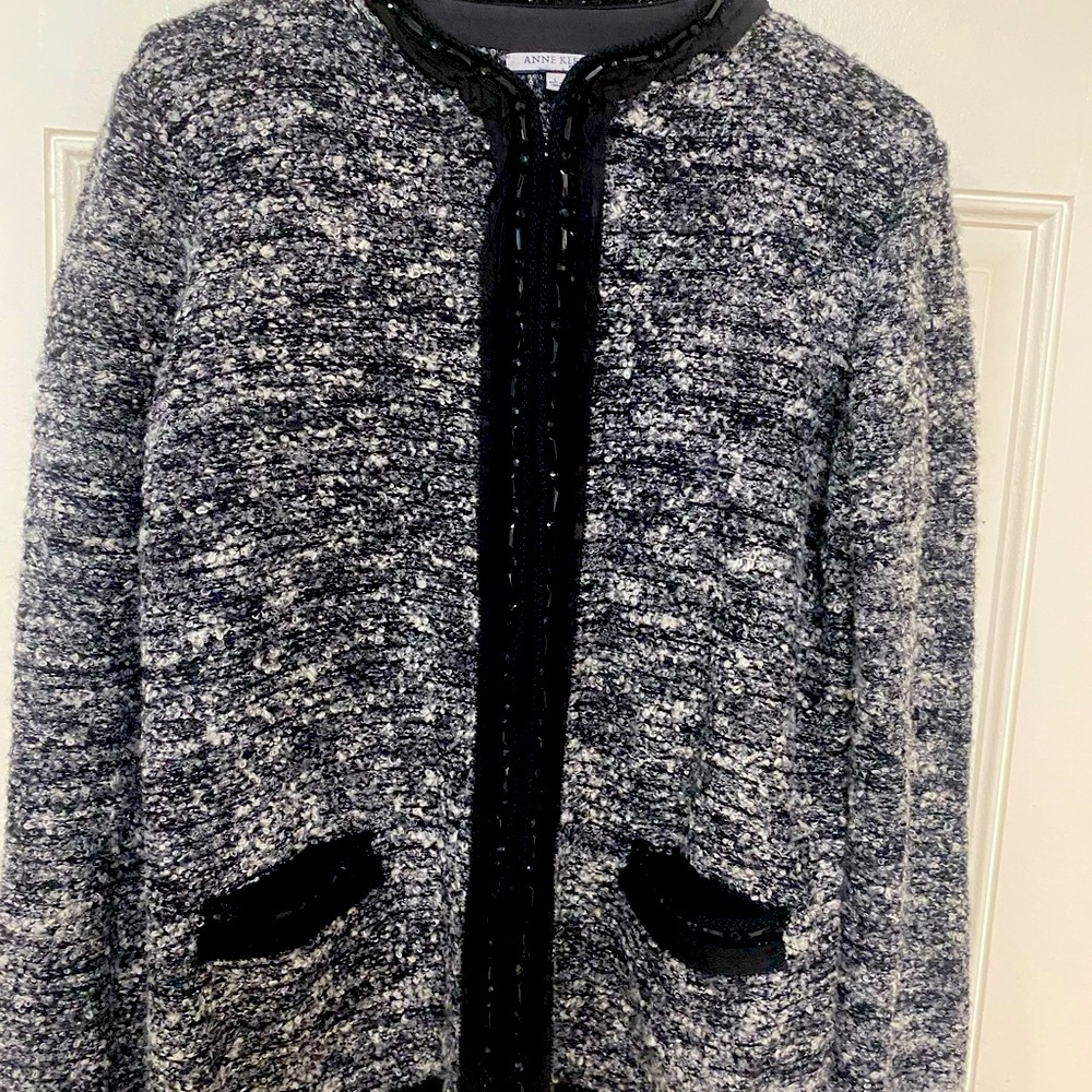 Anne Klein Black and Gray Textured Blazer